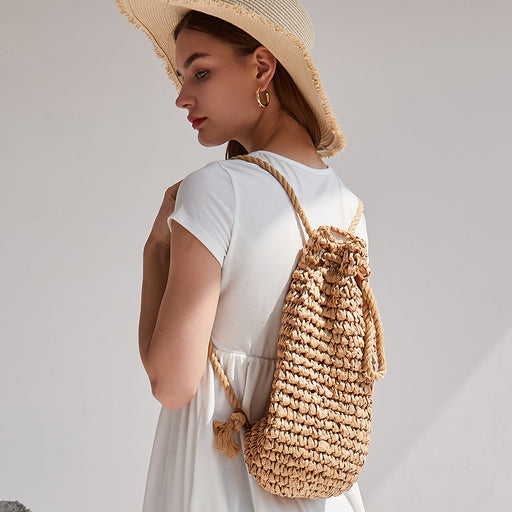 Peantoia Women Straw Bags Summer Beach Large Tote Bag Handmade Woven Shoulder Crossbody Handbag, Women's, Size: One size, Brown