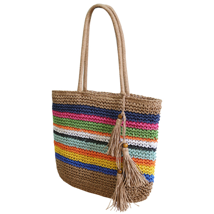 FinebagStudio Large Straw Tote Bag Woven Summer Beach Bag — finebagstudios